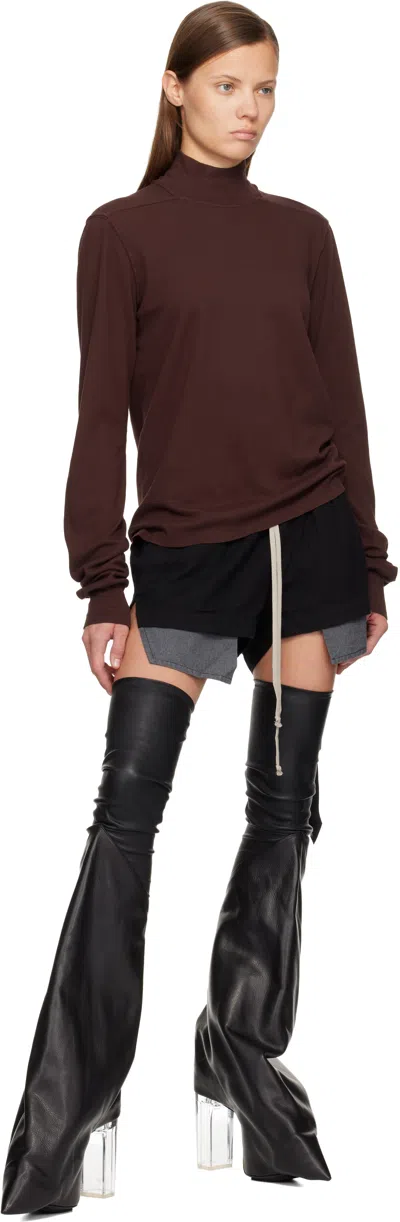 Rick Owens Drkshdw Burgundy Concordians Headon Dbl Turtleneck In Burgundy