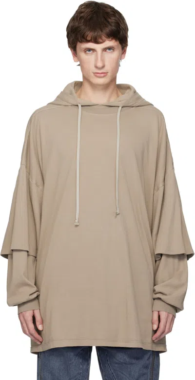 Rick Owens Drkshdw Taupe Concordians Tommu Hustler Hoodie In Brown