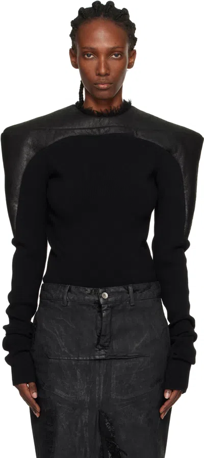Rick Owens Black Concordians Runway Girdered Reversible Sweater In Black