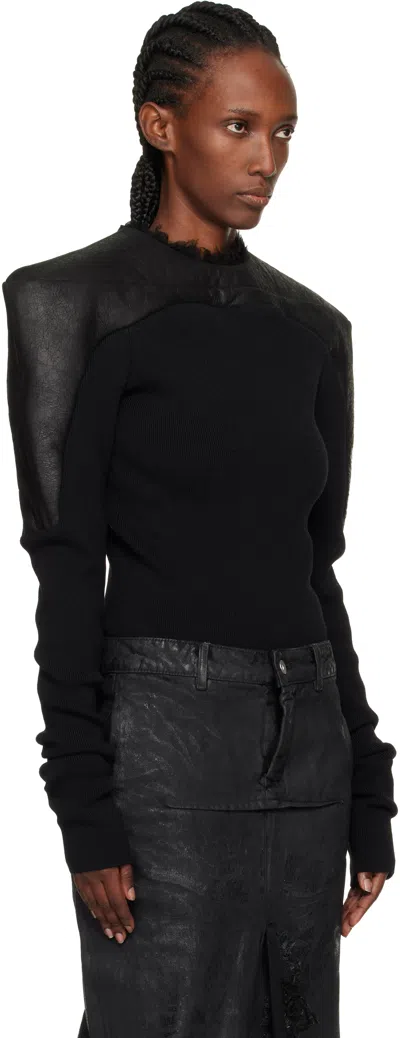 Rick Owens Black Concordians Runway Girdered Reversible Sweater In Black