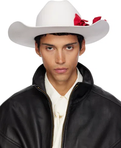 Willy Chavarria Off-white Flower Hat In White