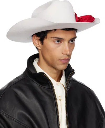 Willy Chavarria Off-white Flower Hat In White