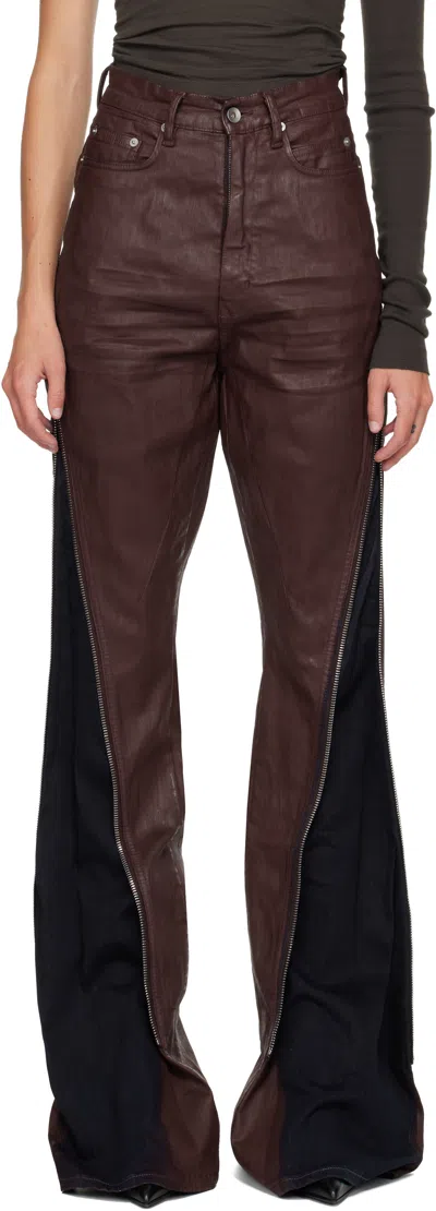 Rick Owens Drkshdw Burgundy Concordians Bolan Banana Jeans In Brown