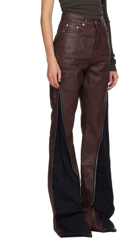 Rick Owens Drkshdw Burgundy Concordians Bolan Banana Jeans In Brown