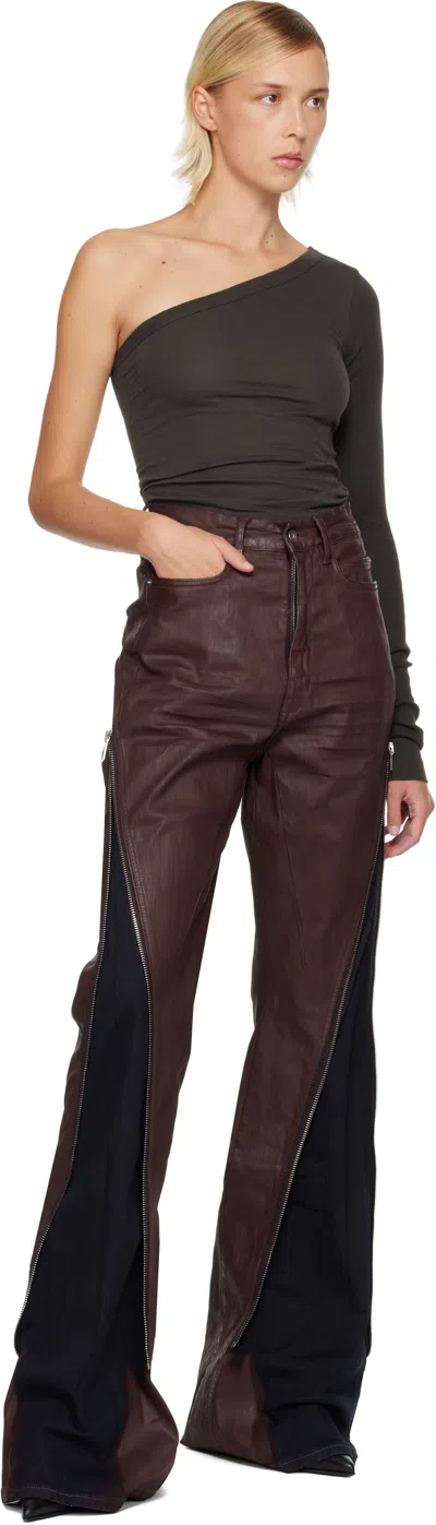 Rick Owens Drkshdw Burgundy Concordians Bolan Banana Jeans In Brown