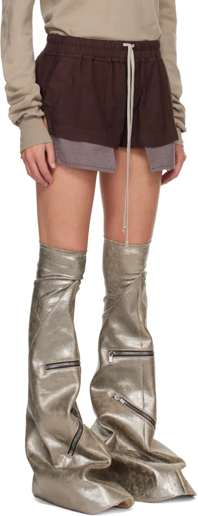 Rick Owens Drkshdw Burgundy Concordians Fog Boxers Shorts In Brown