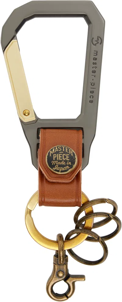 Master-piece Tan Carabiner Keychain In Brown
