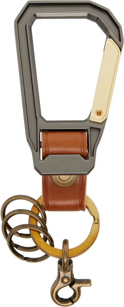 Master-piece Tan Carabiner Keychain In Brown