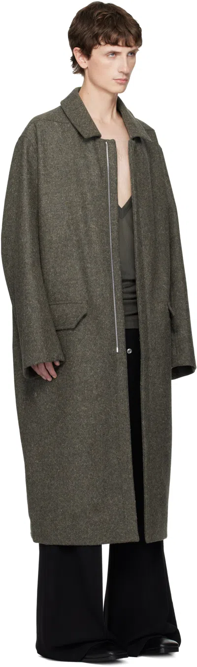 Rick Owens Khaki Concordians Jumbo Mac Coat In Gray