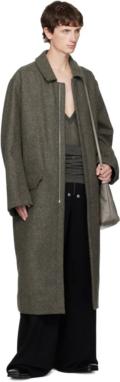 Rick Owens Khaki Concordians Jumbo Mac Coat In Gray
