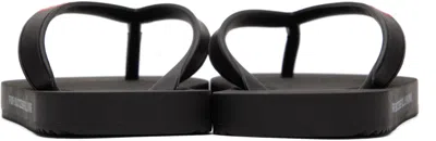 Diesel Black Sa-rio Flip-flops In Animal Print