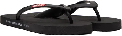 Diesel Black Sa-rio Flip-flops In Animal Print