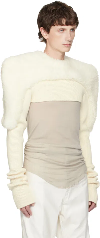 Rick Owens Off-white Concordians Tight Pullover Shearling Jacket In Neutral