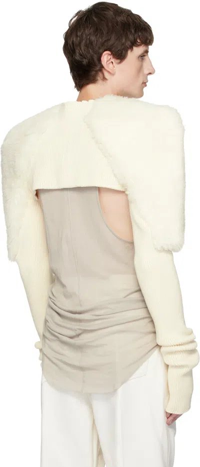 Rick Owens Off-white Concordians Tight Pullover Shearling Jacket In Neutral