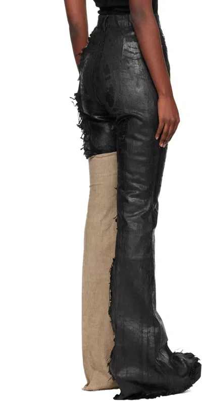 Rick Owens Black & Off-white Concordians Bolan Bootcut Jeans In Multi