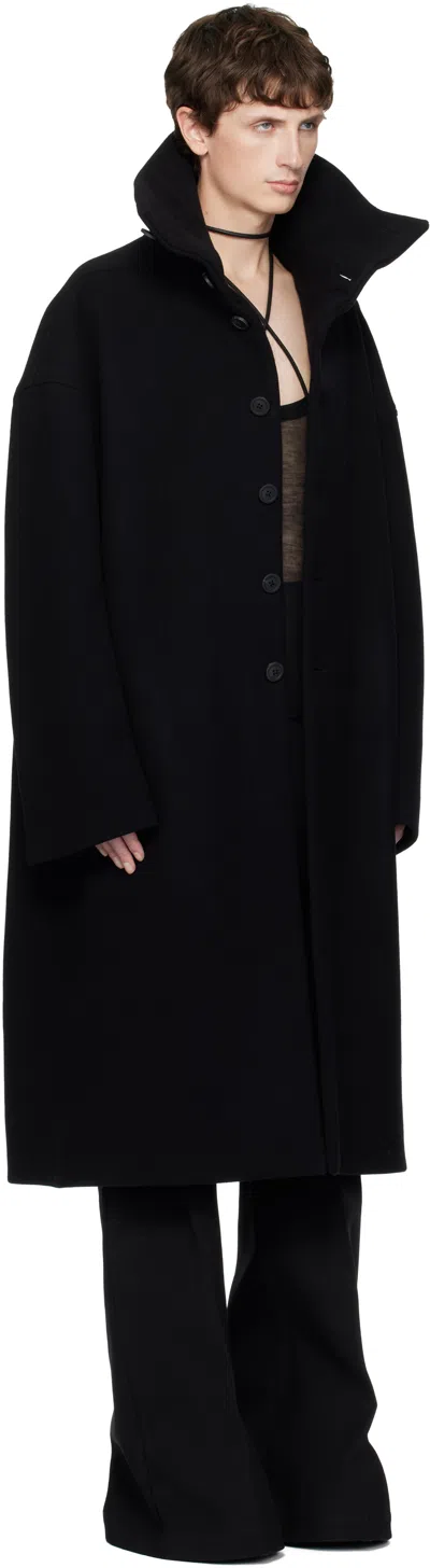 Rick Owens Black Concordians Dracucollar Coat In Black