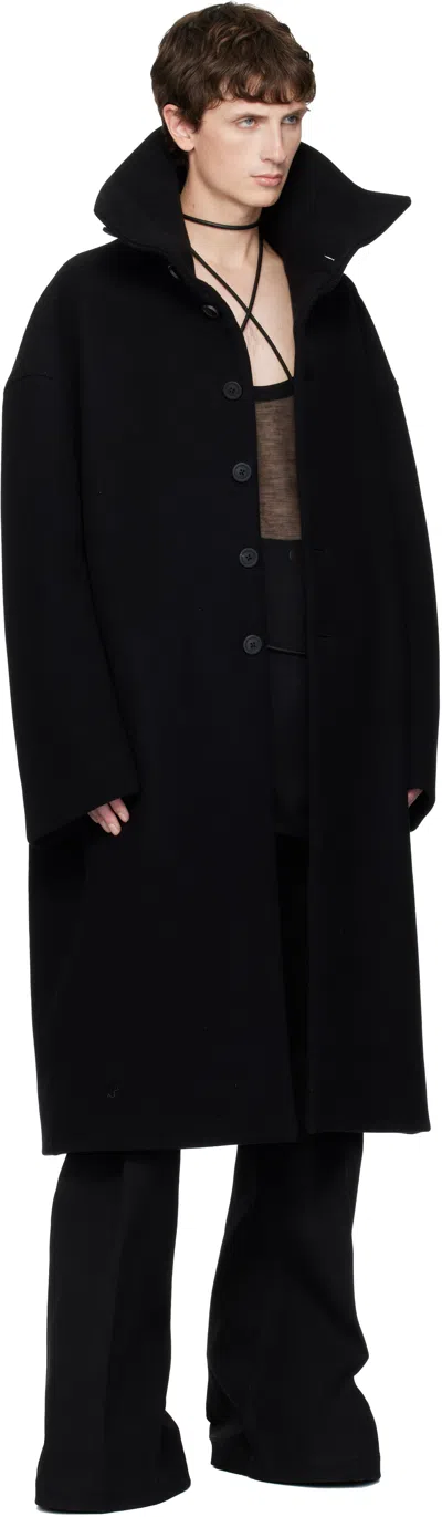 Rick Owens Black Concordians Dracucollar Coat In Black