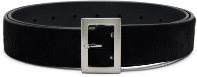 Rick Owens Calf-hair Square-buckle Belt In Black