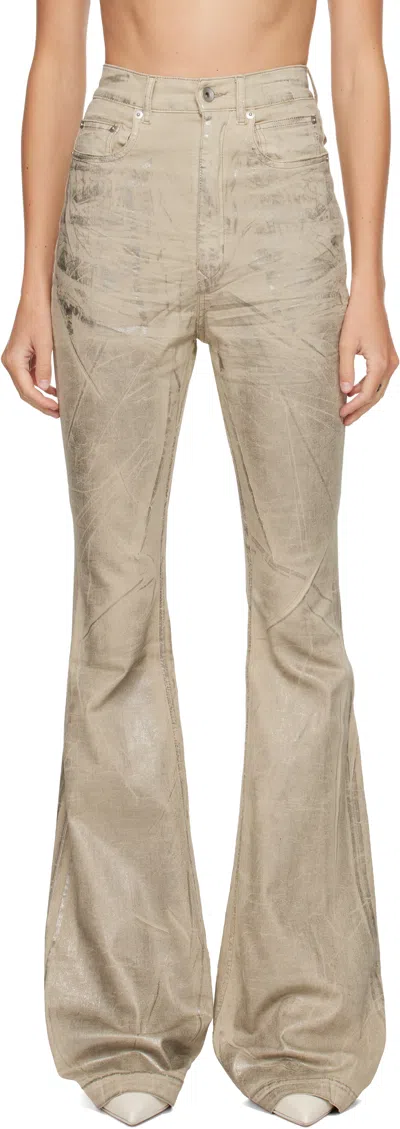 Rick Owens Drkshdw Silver Concordians Bolan Bootcut Jeans In Brown