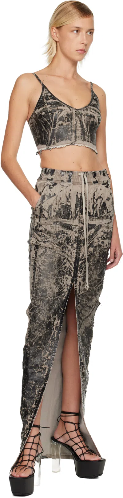 Rick Owens Drkshdw Drawstrings Midi Skirt In Green