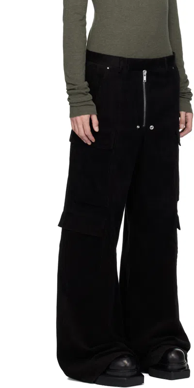 Rick Owens Black Concordians Tailored Cargobelas Cargo Pants In Black