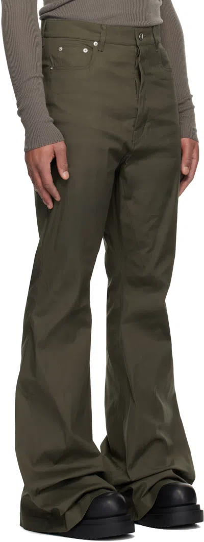 Rick Owens Khaki Concordians Bolan Bootcut Trousers In Green