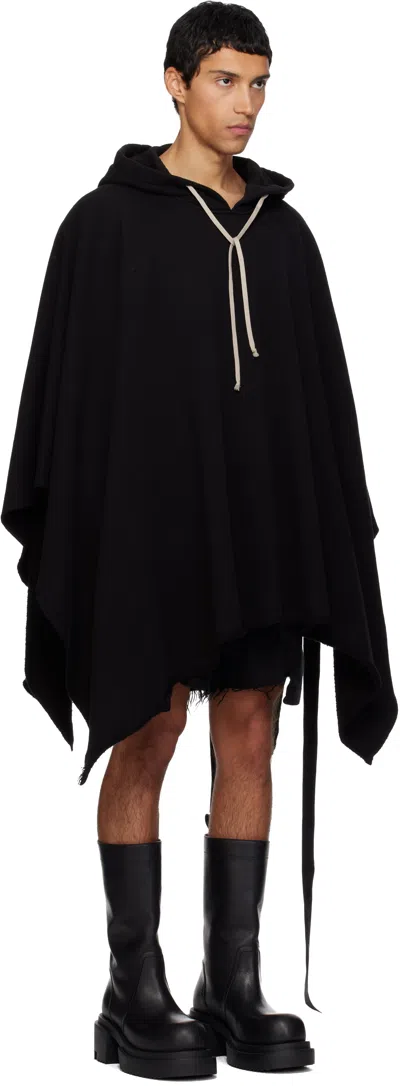 Rick Owens Drkshdw Asymmetric Hem Hooded Sweatshirt Design In Black