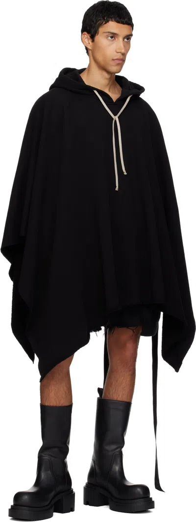 Rick Owens Drkshdw Asymmetric Hem Hooded Sweatshirt Design In Black