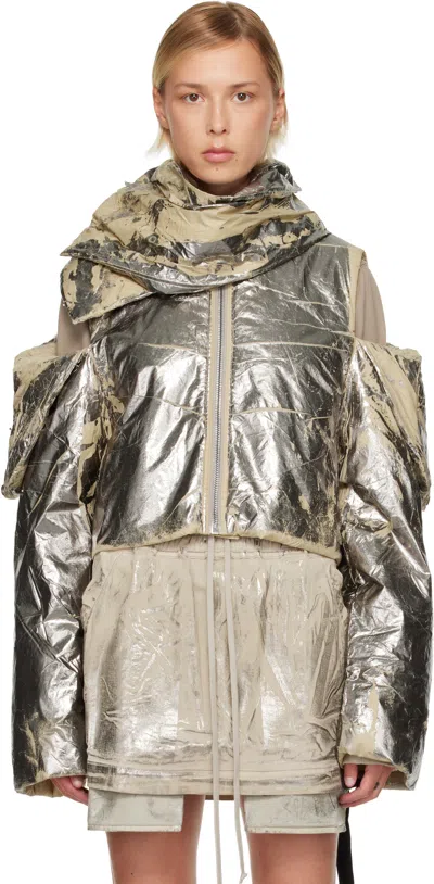 Rick Owens Drkshdw Silver Concordians Convertible Jacket In Gray