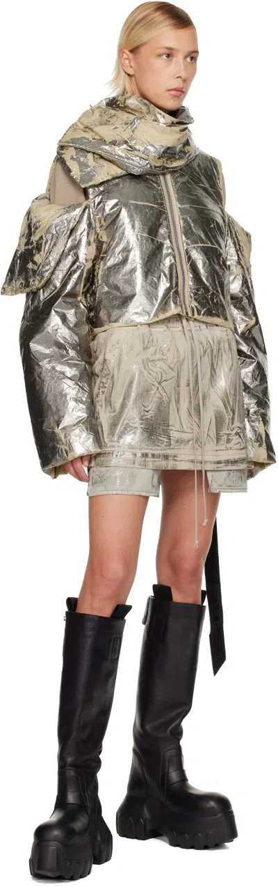 Rick Owens Drkshdw Silver Concordians Convertible Jacket In Gray