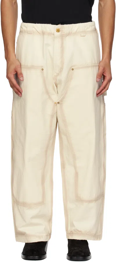 Willy Chavarria Ivory Cotton Wide-leg Workwear Toluca Pant In Neutral