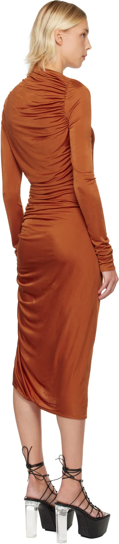 Rick Owens Orange Concordians Svita Ls Midi Dress In Orange