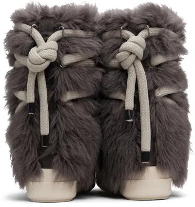 Rick Owens Gray Concordians Mega Bumper Lunar Boots In Animal Print