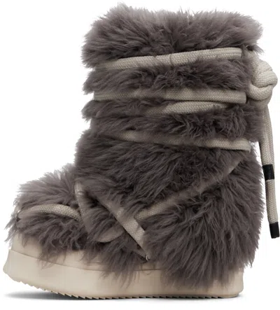 Rick Owens Gray Concordians Mega Bumper Lunar Boots In Animal Print