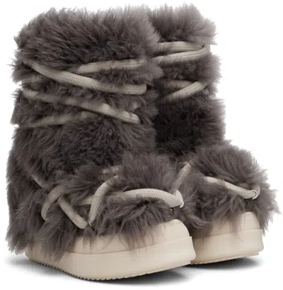 Rick Owens Gray Concordians Mega Bumper Lunar Boots In Animal Print