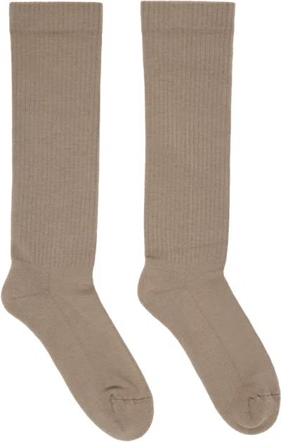 Rick Owens Drkshdw Gray Concordians Knee High Socks In Brown