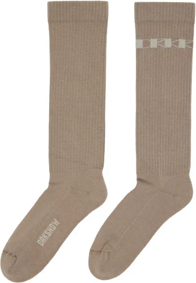 Rick Owens Drkshdw Gray Concordians Knee High Socks In Brown
