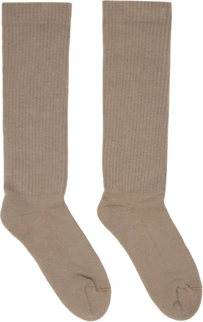 Rick Owens Drkshdw Taupe Concordians Pentagram Knee High Socks In Neutral