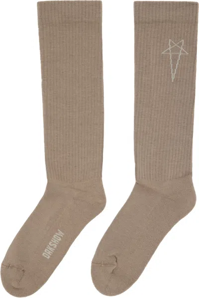 Rick Owens Drkshdw Taupe Concordians Pentagram Knee High Socks In Neutral