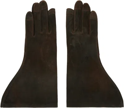 Rick Owens Indigo Concordians Gleam Gloves In Black