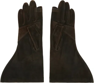 Rick Owens Indigo Concordians Gleam Gloves In Black
