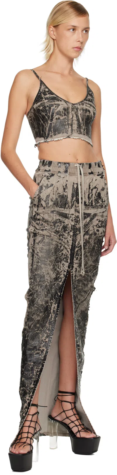 Rick Owens Drkshdw Black Concordians Coated Denim Top In Multi