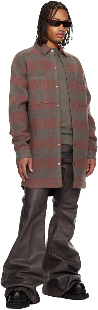 Rick Owens Gray Concordians Runway Bolans Leather Pants In Brown