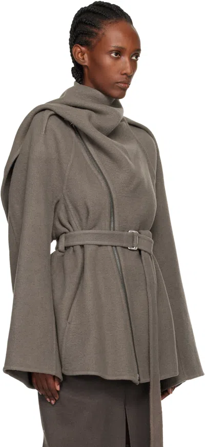 Rick Owens Gray Concordians Runway Scarf Flight Coat In Gray