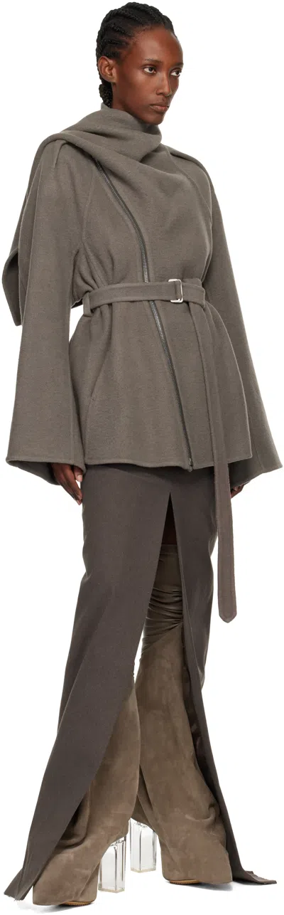 Rick Owens Gray Concordians Runway Scarf Flight Coat In Gray