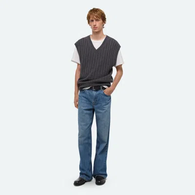 Helmut Lang Zephir Oversize V-neck Ribbed Wool Blend Sweater Vest In Gray