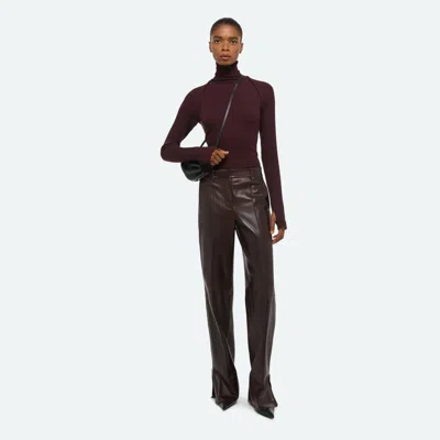Helmut Lang Leather Side Zipper Pants In Brown