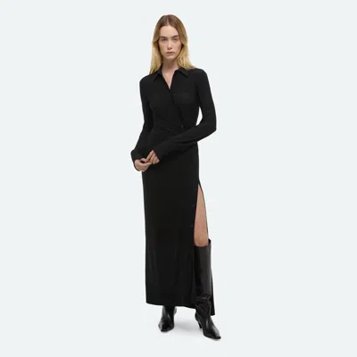 Helmut Lang Twisted Shirt Dress In Black