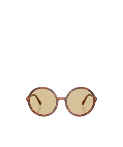 Miu Miu Round Frame Sunglasses In Brown