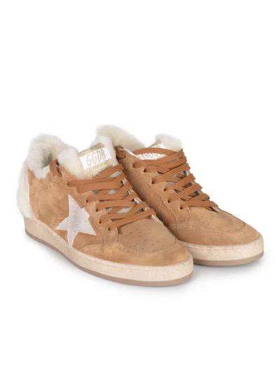 Golden Goose Ball Star Suede And Shearling Cognac Color In Multi